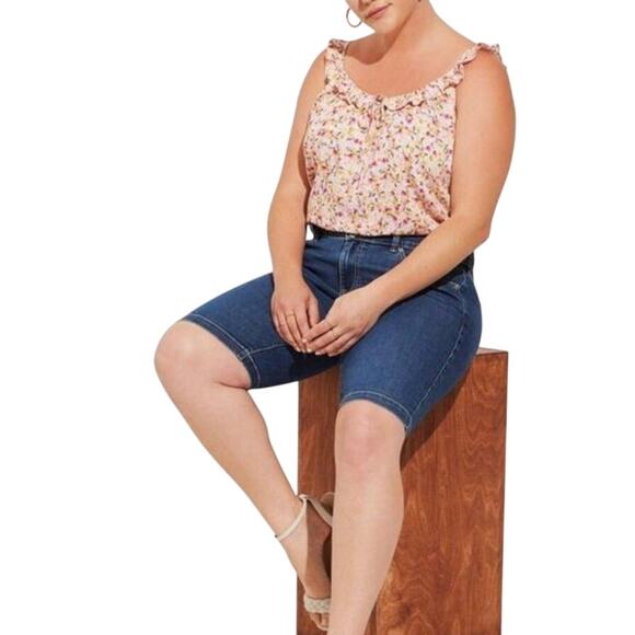 NWT! Torrid Crinkle Gauze Ruffle Tie Front Tank Ditsy Floral Plus Size 6x - Picture 2 of 4